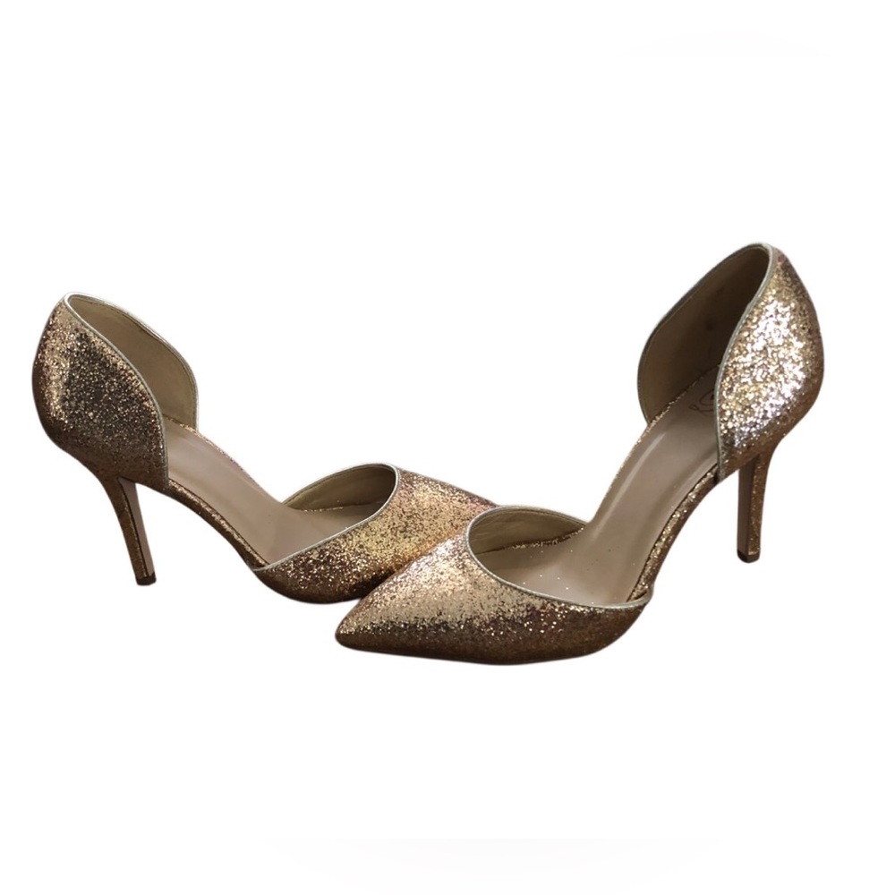 D'Orsay Gold Glitter Heels with Kitten Heel Sz 7.5 NWOT - Picture 2 of 5